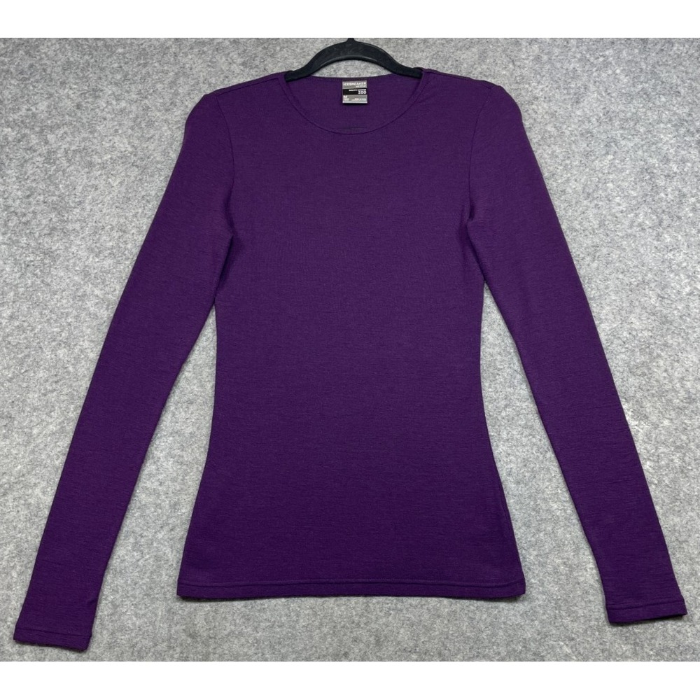Icebreaker Merino Wool Bodyfit Basics 200 Base Layer Purple Medium Long Sleeve